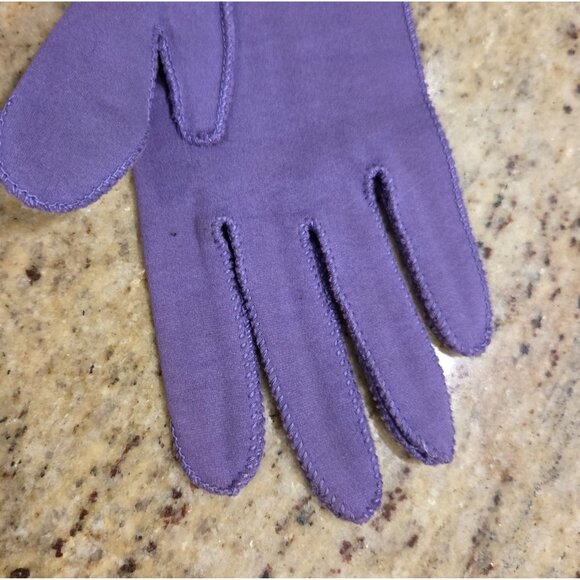 Vintage Womens Size S 6.5 Lilac Purple Formal 8" Wrist Gloves Cotton Stretch - Picture 7 of 12